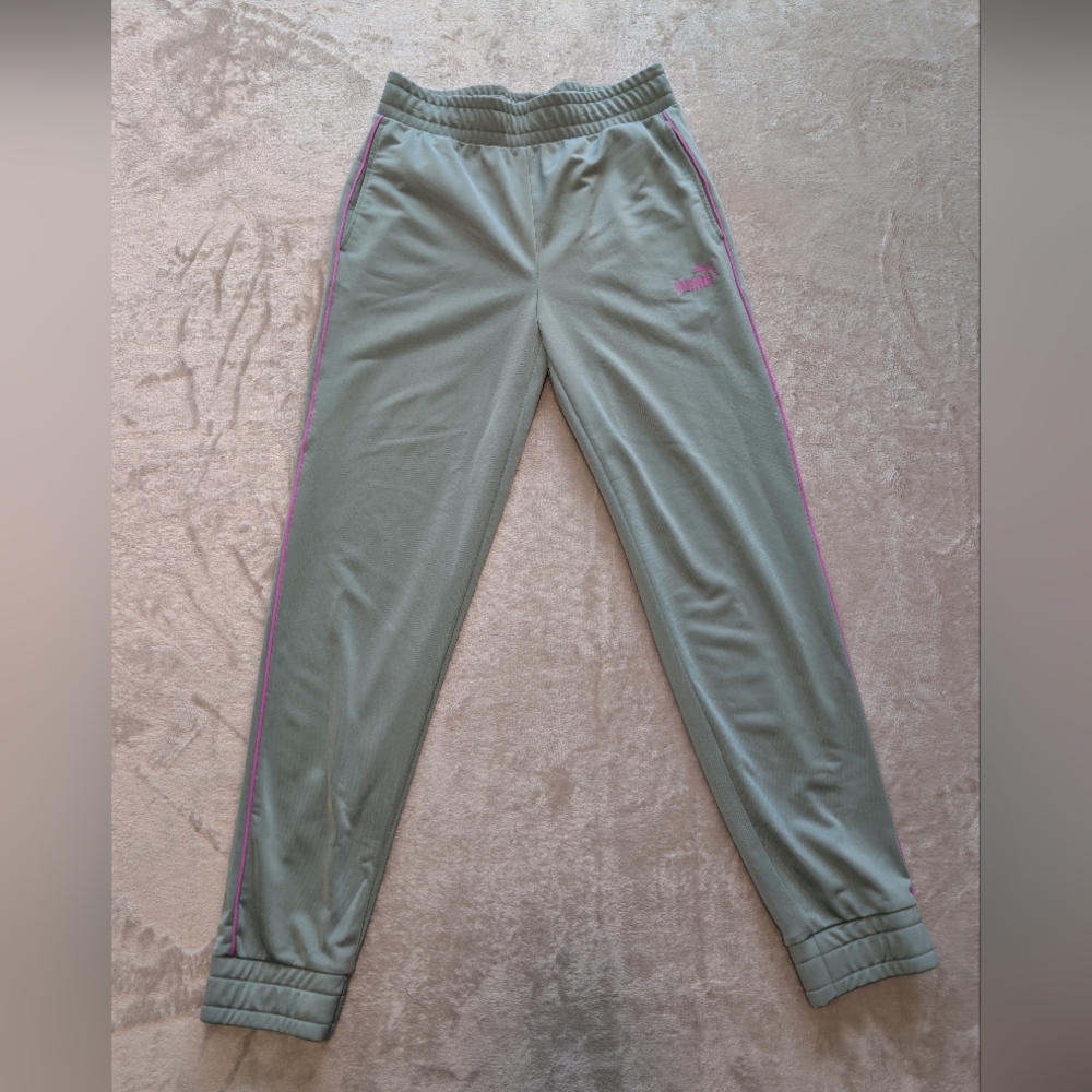 Puma Trackpants Green Purple Athleisure Straight Leg Mid Rise XS New With Tags image 2